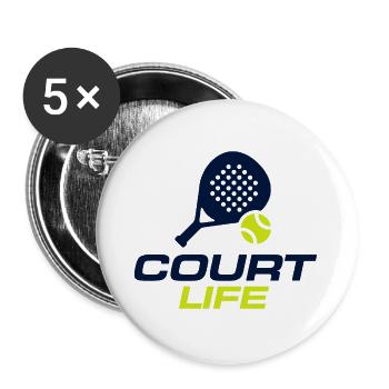 Maillot de sport joueur de padel Court Life - Lot de 5 grands badges (56 mm) - blanc - Devant