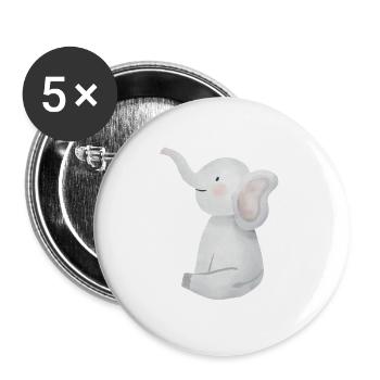 Cute Little Elephant. - Buttons large 2.2''/56 mm (5-pack) - white - Front