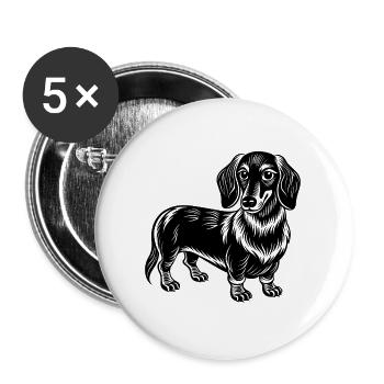 Dachshund Dog - Buttons large 2.2''/56 mm (5-pack) - white - Front