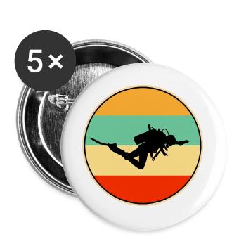 Retro Scuba Diver Silhouette Vintage Sunset - Buttons large 2.2''/56 mm (5-pack) - white - Front