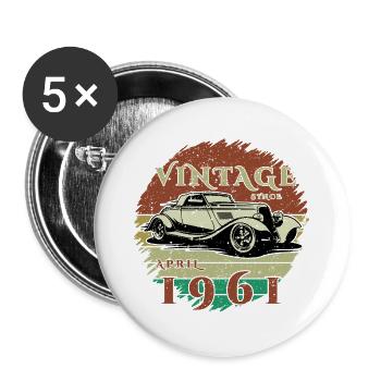 65e anniversaire - Classiques - Millésime depuis 04/1961 - Lot de 5 grands badges (56 mm) - blanc - Devant