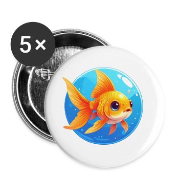 Goldfisch - Buttons groß 56 mm (5er Pack) - Weiß - Vorne