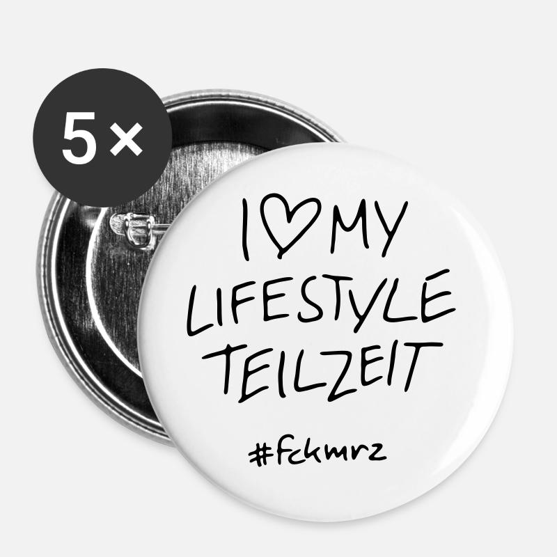Lifestyle Teizeit - Buttons groß 56 mm (5er Pack) - Weiß