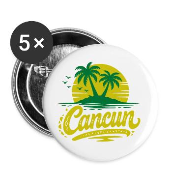 Cancun Retro Palm Trees Holiday Souvenir - Buttons large 2.2''/56 mm (5-pack) - white - Front