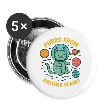Purrs from an alien planet - Buttons large 2.2''/56 mm (5-pack) - white - Front