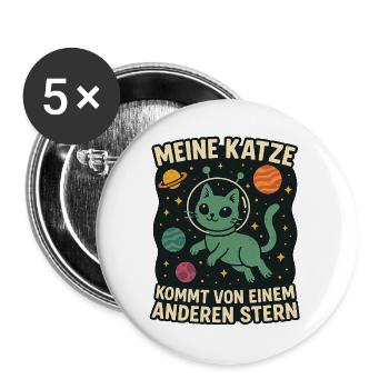 Meine Katze aus Sternenwelt - Buttons groß 56 mm (5er Pack) - Weiß - Vorne