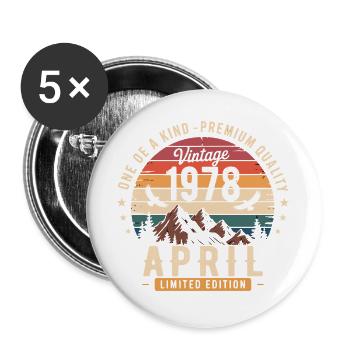 Millésime Anniversaire Avril 1978 April 1978 - Lot de 5 grands badges (56 mm) - blanc - Devant