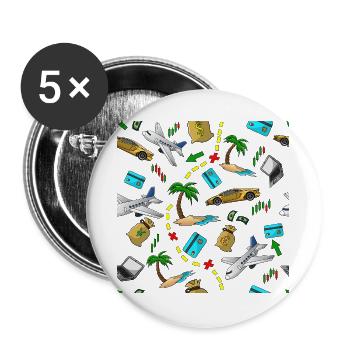Travel Money Pattern - Buttons large 2.2''/56 mm (5-pack) - white - Front