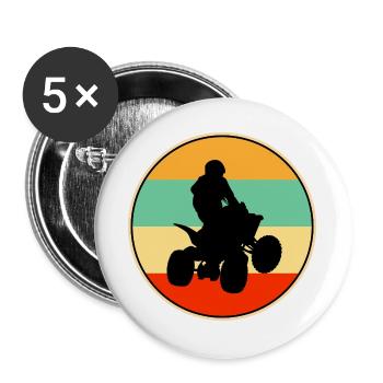 Quad Bike ATV Heartbeat Retro Offroad-Slogan - Buttons groß 56 mm (5er Pack) - Weiß - Vorne