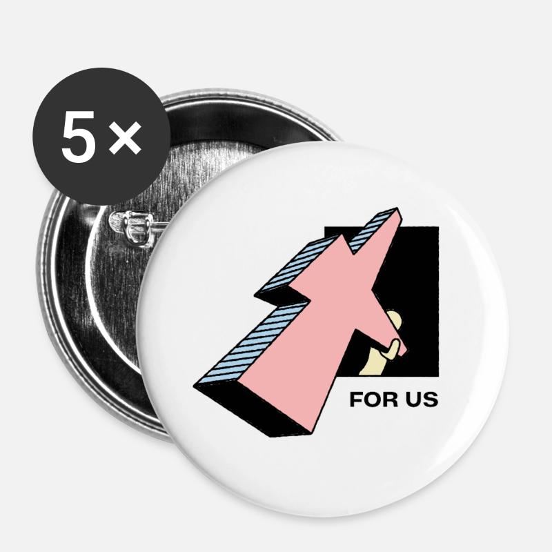 Für uns - Buttons groß 56 mm (5er Pack) - Weiß
