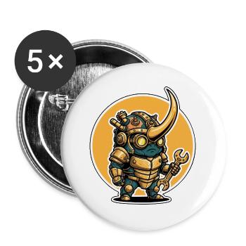 Scarab Rhinoceros Steampunk Engineer Key - Buttons large 2.2''/56 mm (5-pack) - white - Front