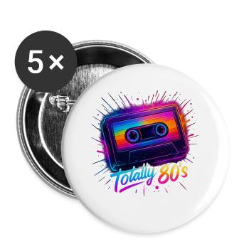 Style 80s Retro Party Outfit 80s - Buttons large 2.2''/56 mm (5-pack) - white - Front