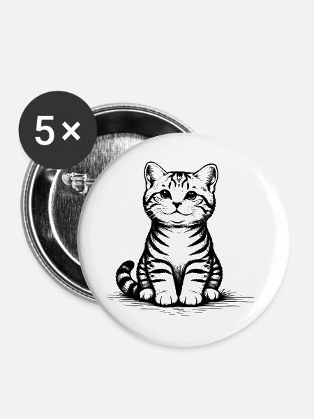 Katzenbaby_sitzend - Buttons groß 56 mm (5er Pack) - Weiß