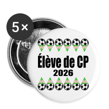 Cours préparatoire 2026 - Lot de 5 grands badges (56 mm) - blanc - Devant