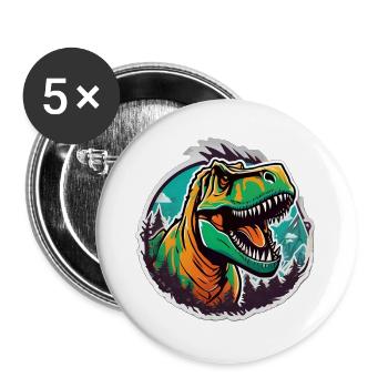 Colorful Tyrannosaurus Rex in the Jungle - Buttons large 2.2''/56 mm (5-pack) - white - Front