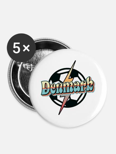 Denmark Fussball - Buttons groß 56 mm (5er Pack) - Weiß