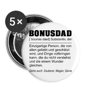 Bonusdad Definition – Lustiges Stiefvater Geschenk - Buttons groß 56 mm (5er Pack) - Weiß - Vorne