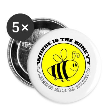 Bee Where is the Honey - Buttons large 2.2''/56 mm (5-pack) - white - Front