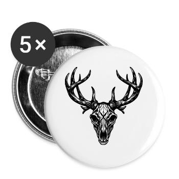 Crâne de cerf - Lot de 5 grands badges (56 mm) - blanc - Devant
