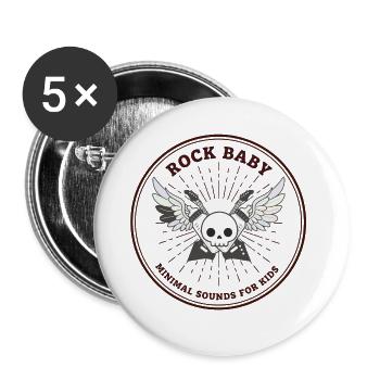 Skull Hipster Circle - Buttons groß 56 mm (5er Pack) - Weiß - Vorne
