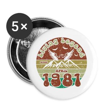 45e anniversaire : Légende vivante depuis le VIN 04/1981 - Lot de 5 grands badges (56 mm) - blanc - Devant