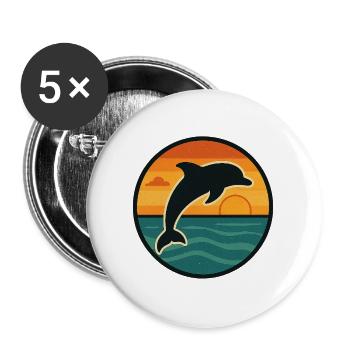 Girl Who Loves Dolphins – Ocean Animal Shirt - Buttons large 2.2''/56 mm (5-pack) - white - Front