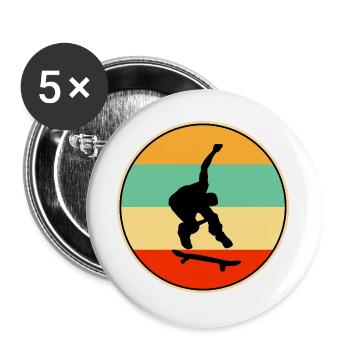 Retro Skateboarder Vintage Sunset Skate - Buttons groß 56 mm (5er Pack) - Weiß - Vorne