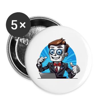 Robot streamer in a suit - Buttons large 2.2''/56 mm (5-pack) - white - Front