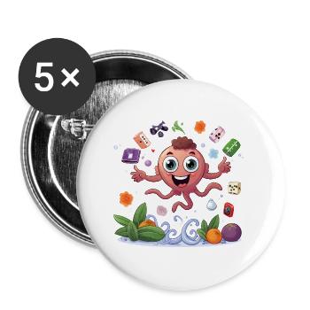 Calmars fruitiers colorés - Lot de 5 grands badges (56 mm) - blanc - Devant