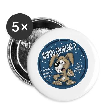Hasen-Comic Haddu Problem? - Buttons groß 56 mm (5er Pack) - Weiß - Vorne