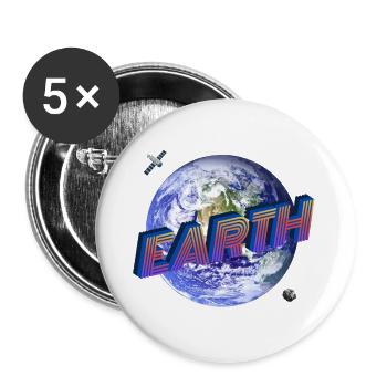 ERDE – Weltraumserie - Buttons groß 56 mm (5er Pack) - Weiß - Vorne