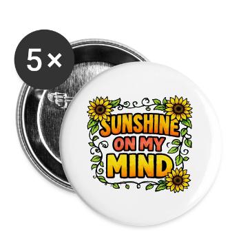 Sonnenschein in meinem Kopf - Buttons groß 56 mm (5er Pack) - Weiß - Vorne