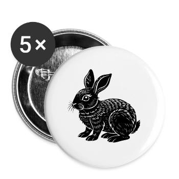 Petit lapin mignon - Lot de 5 grands badges (56 mm) - blanc - Devant