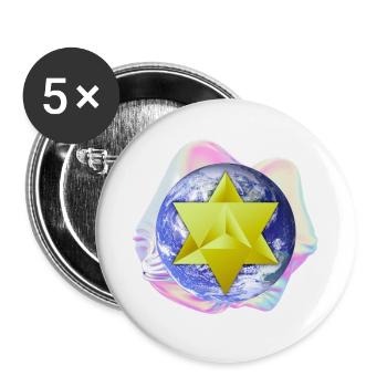 Surreal Merkaba Earth - Buttons large 2.2''/56 mm (5-pack) - white - Front