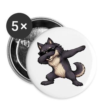 Dabbing Werwolf - Buttons groß 56 mm (5er Pack) - Weiß - Vorne