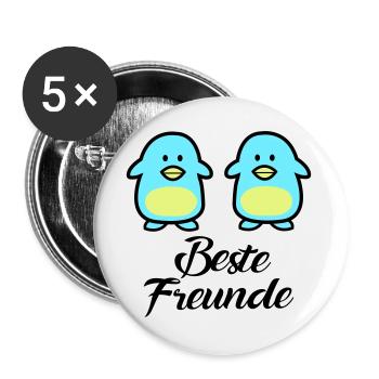 Pinguine Beste Freunde - Buttons groß 56 mm (5er Pack) - Weiß - Vorne