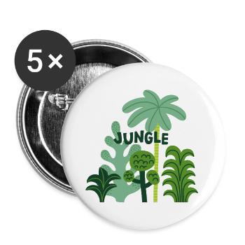Jungle Tropical Nature Plants Summer Design - Buttons groß 56 mm (5er Pack) - Weiß - Vorne