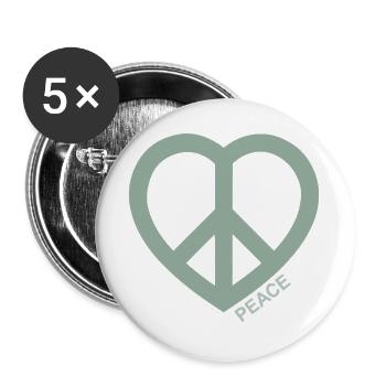 Peace Heart Peace Symbol Green - Buttons large 2.2''/56 mm (5-pack) - white - Front