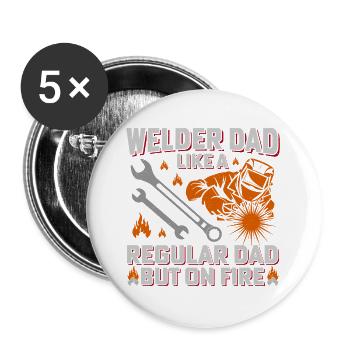 Welder Dad Firepower Design - Buttons large 2.2''/56 mm (5-pack) - white - Front