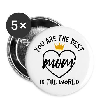 Best Mom in the World Crown Shirt - Buttons large 2.2''/56 mm (5-pack) - white - Front