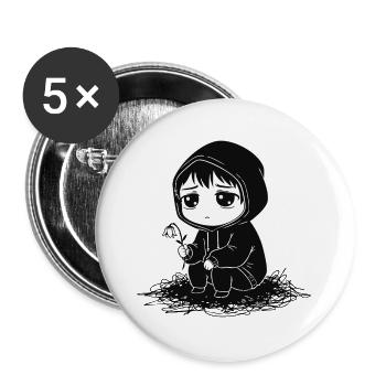 Enfant Hoodie Fleur Fanée Tristesse - Lot de 5 grands badges (56 mm) - blanc - Devant