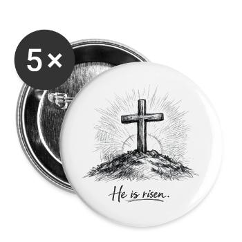 Christliches Design - Jesus Kreuz Ostern - Buttons groß 56 mm (5er Pack) - Weiß - Vorne