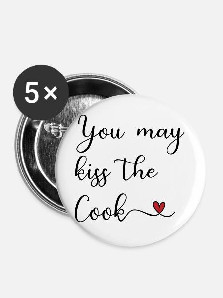 Kiss the Cook - Buttons groß 56 mm (5er Pack) - Weiß