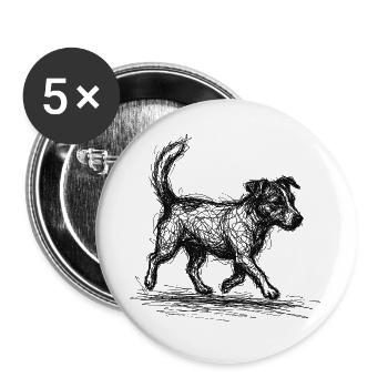 Jack Russell Terrier – Conception de chien de croquis - Lot de 5 grands badges (56 mm) - blanc - Devant