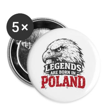 Poland Legend: White Eagle – Pride & Tradition - Buttons large 2.2''/56 mm (5-pack) - white - Front