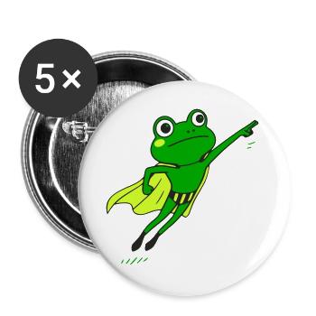 Héros grenouille en supercape - Lot de 5 grands badges (56 mm) - blanc - Devant