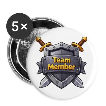 Team Member Schild Abzeichen - Buttons groß 56 mm (5er Pack) - Weiß - Vorne