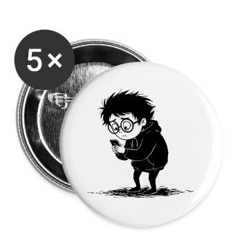 Child Hoodie Smartphone Solitude Manga - Buttons large 2.2''/56 mm (5-pack) - white - Front