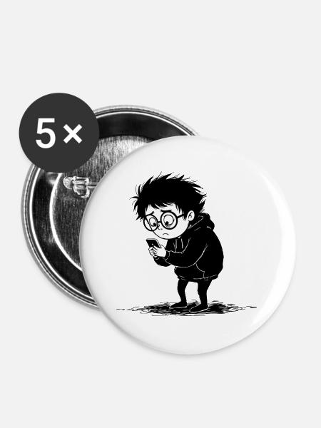 Child Hoodie Smartphone Solitude Manga - Buttons groß 56 mm (5er Pack) - Weiß
