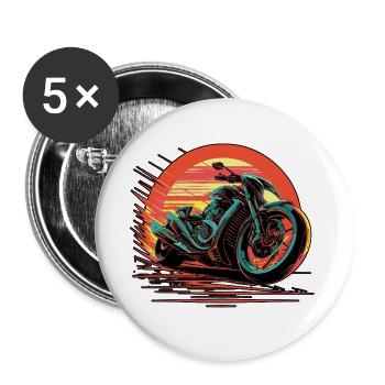 Sport moto in blue tones driving fast on a sunset - Buttons large 2.2''/56 mm (5-pack) - white - Front